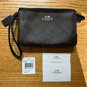 Coach Double Corner Zip Wristlet In Signature Canvas